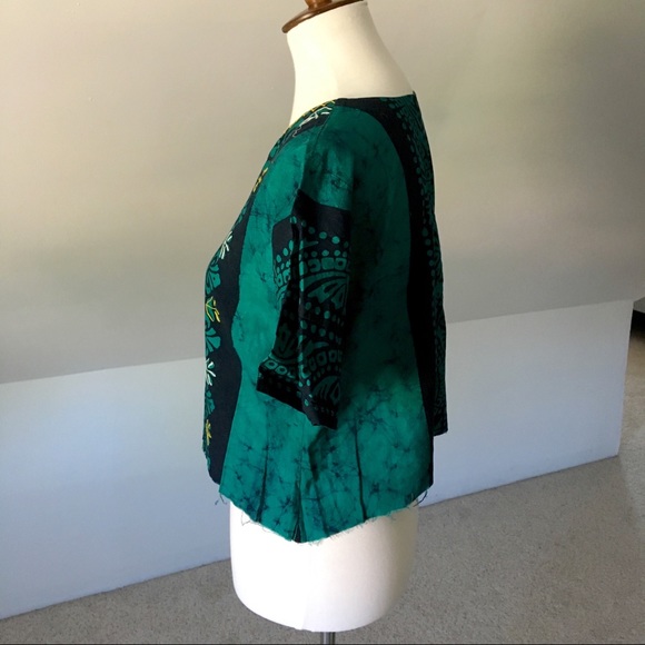 Short Sleeve Tribal Raw Edge Crop (handmade, nwot) - Picture 5 of 10
